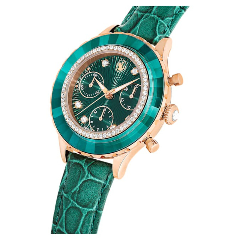 Swarovski Octea Chrono Quartz Crystal Green Dial Watch 5672931