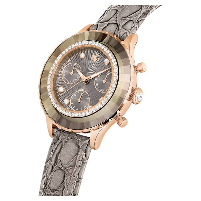 Swarovski Octea Chrono Quartz Crystal Grey Dial Watch 5671153