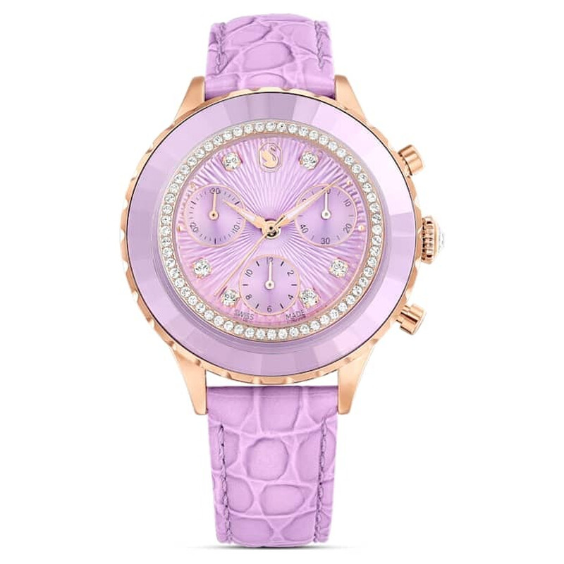 Swarovski スワロフスキー 腕時計 オクティア クロノグラフ クオーツ Swarovski Octea Chrono Quartz Crystal Purple Dial Watch 5690804