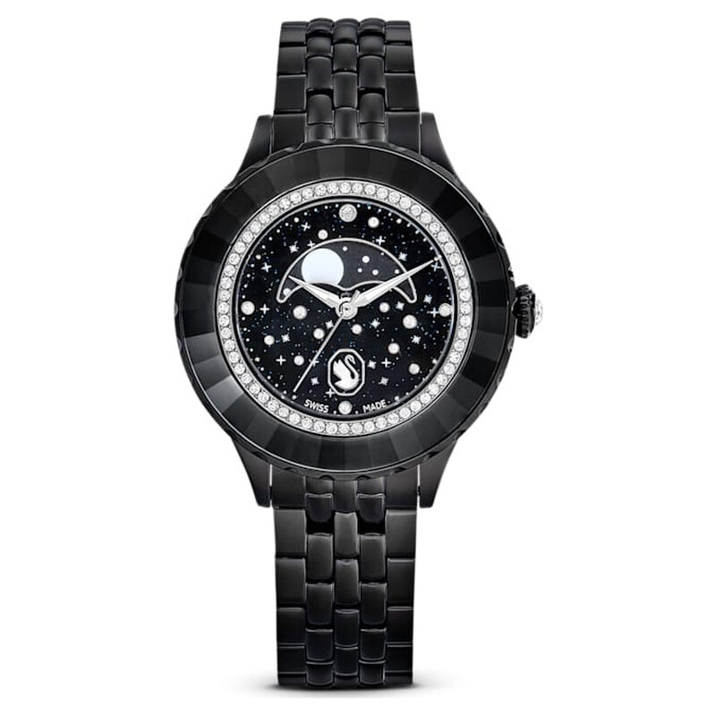 Swarovski Octea Moon Quartz Black Dial Watch 5677497 9009656774977 
