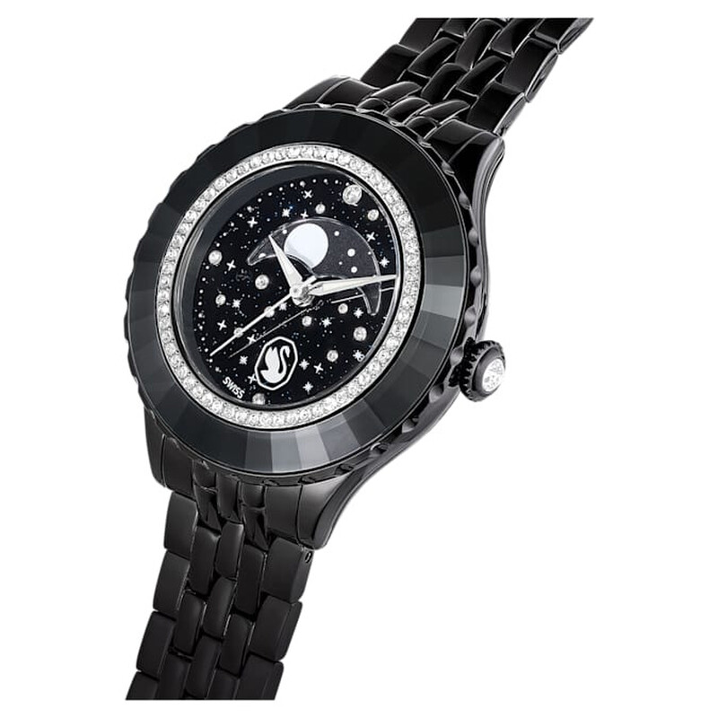 Swarovski Octea Moon Quartz Black Dial Watch 5677497 9009656774977