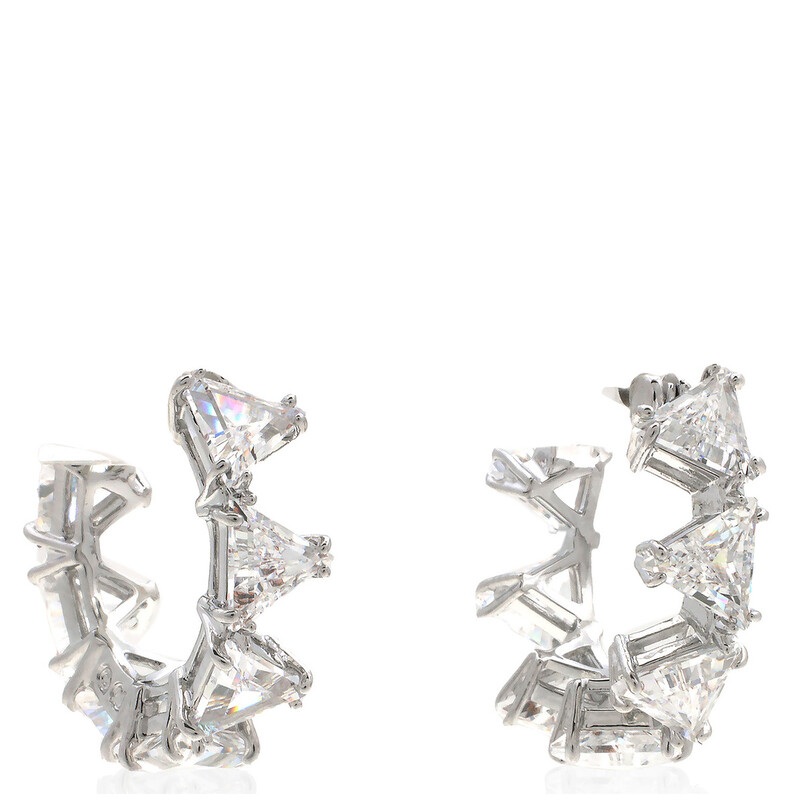 Swarovski Ortyx Pierced Earrings Mini Hoop Triangle Rhodium Shiny White ...