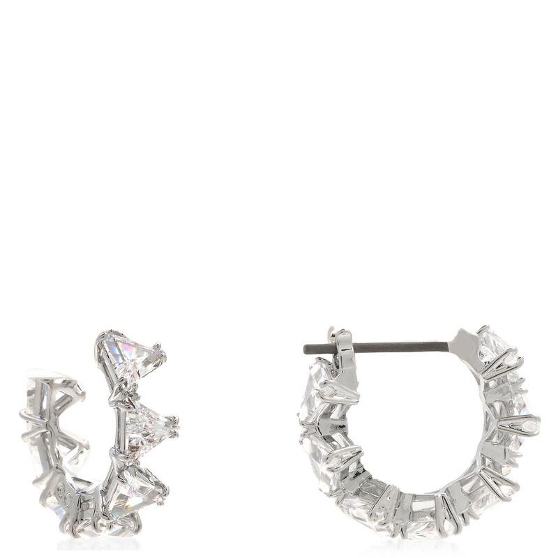 Swarovski Ortyx Pierced Earrings Mini Hoop Triangle Rhodium Shiny White ...