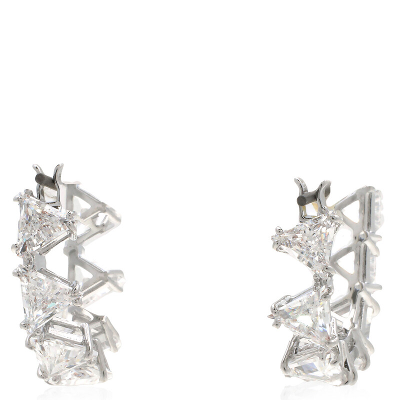 Swarovski Ortyx Pierced Earrings Mini Hoop Triangle Rhodium Shiny White ...