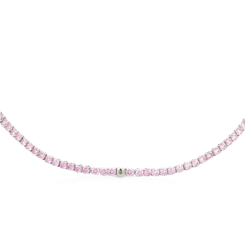 Swarovski Pink Rhodium Plated Round Cut Matrix Tennis Necklace