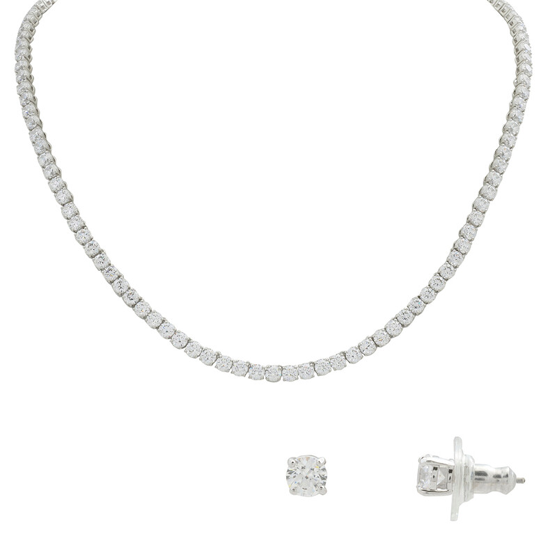 Swarovski Rhodium Plated Matrix Tennis Set 5647730 191453210891