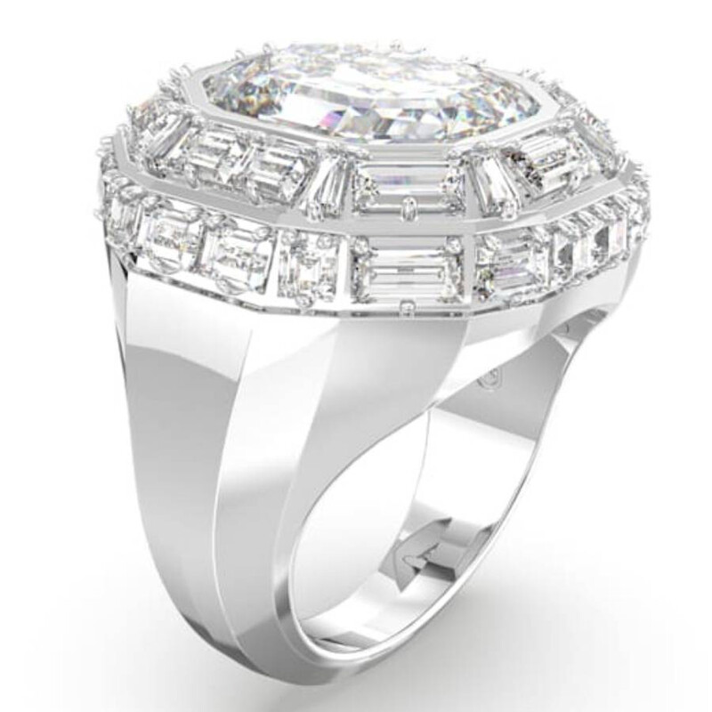 Swarovski Rhodium Plated Mesmera Cocktail Ring, Size 52 (US 5.75