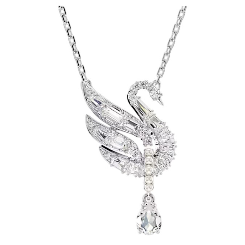 Swarovski Rhodium Plated Swan Pendant Necklace 5723387