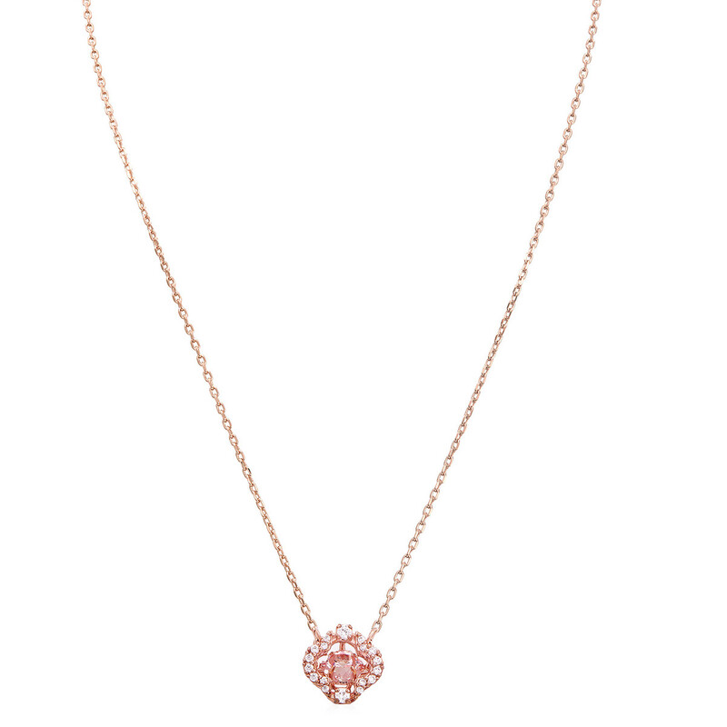 Swarovski Rose Gold Plated Sparkling Dance Clover Necklace 5604192