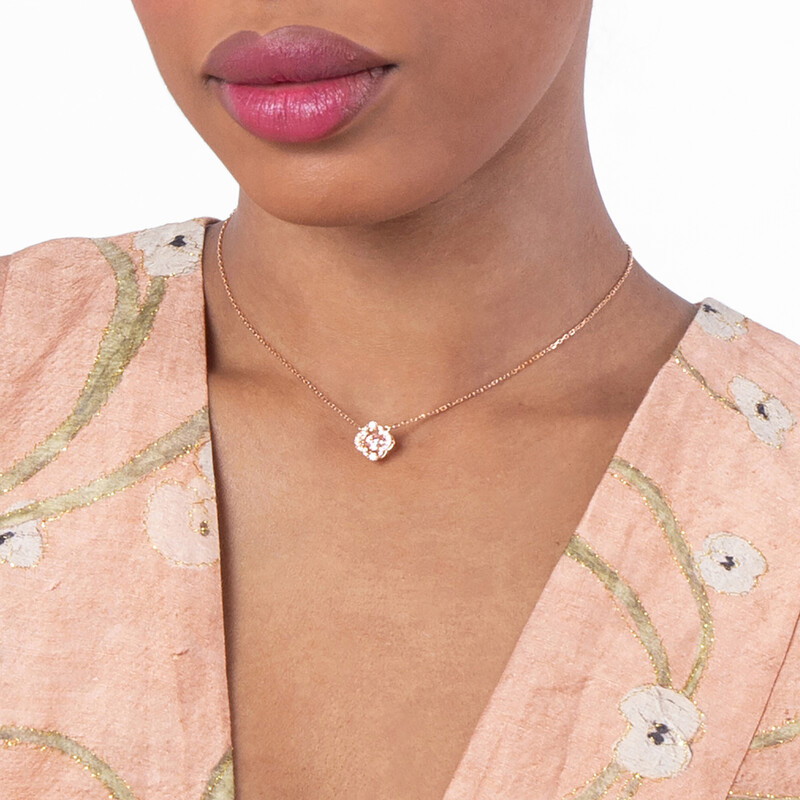Swarovski Rose Gold Plated Sparkling Dance Clover Necklace 5604192