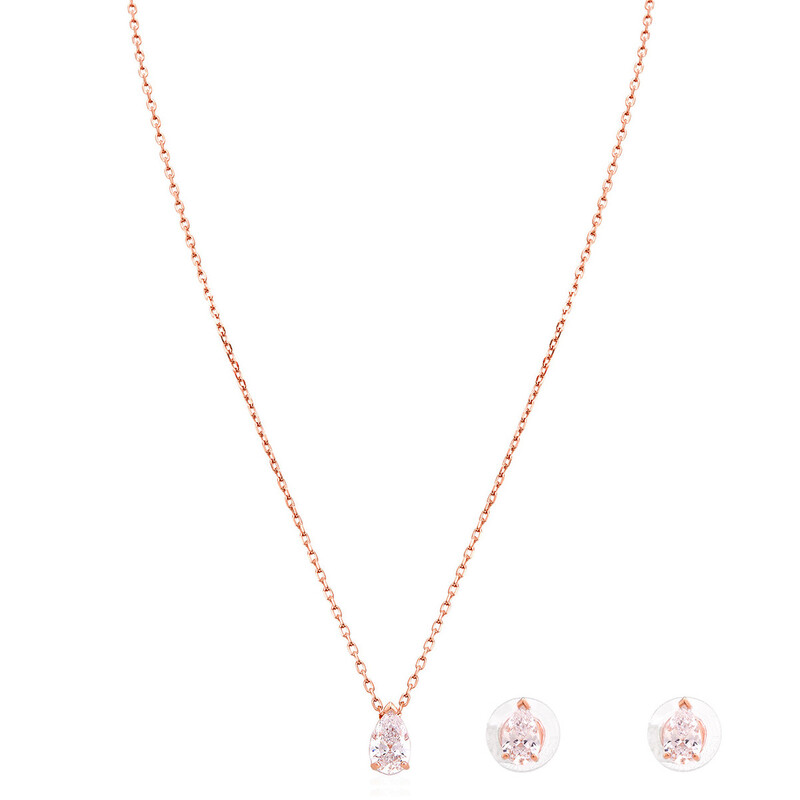 Swarovski Rose Gold Rhodium Plated Attract Earring And Necklace