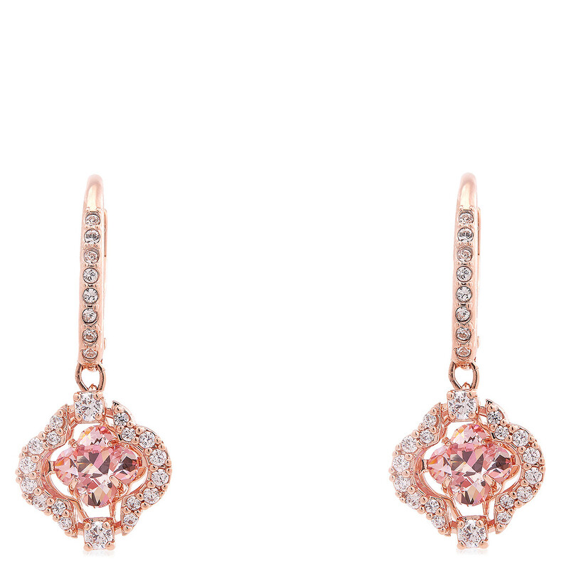 スワロフスキー Sparkling Dance ドロップピアス ローズ Swarovski Rose Gold-Plated Sparkling Dance Clover Drop Earrings