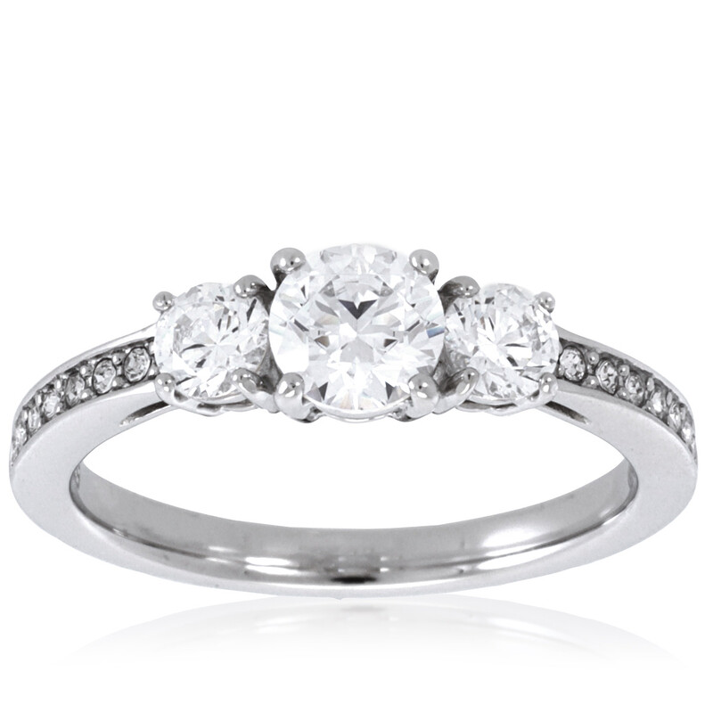 Swarovski Silver,Tone Round Cut Attract Trilogy Ring, Size 50 (US