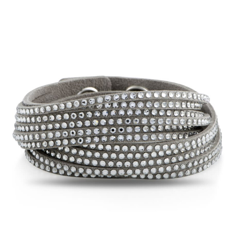 Swarovski Slake Grey 2 in 1 Suede Wrap Bracelet 5181989 M Medium 