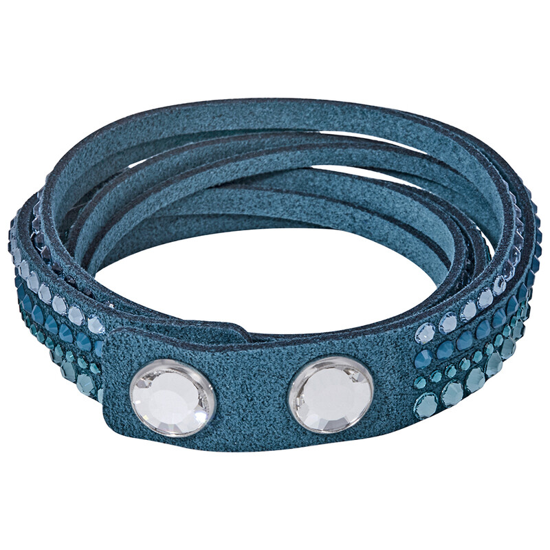 Swarovski Slake Teal 2 in 1 Suede Wrap Bracelet 5043496-M- Medium