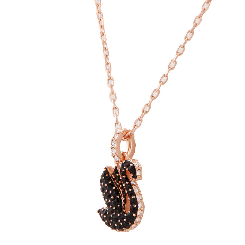 Swarovski Small Black Swan Pendant Necklace 5678046 9009656780466
