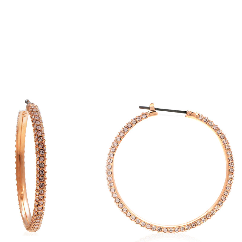 Swarovski Stone Rose Gold Tone Crystal Hoops Earrings 5383938