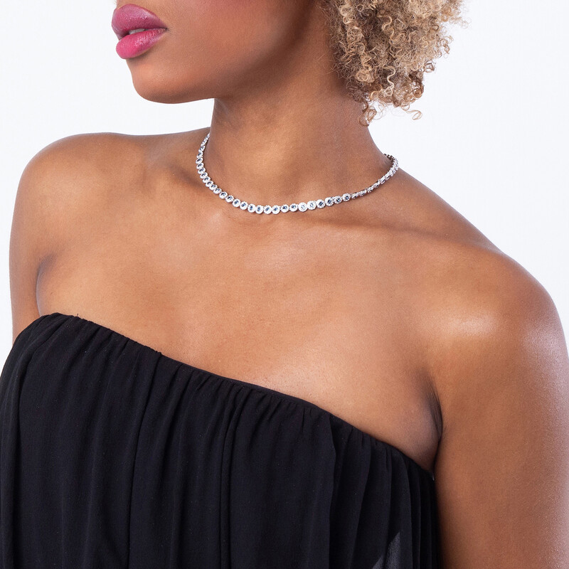 Swarovski Una Angelic Rhodium Plated Crystal Tennis Necklace