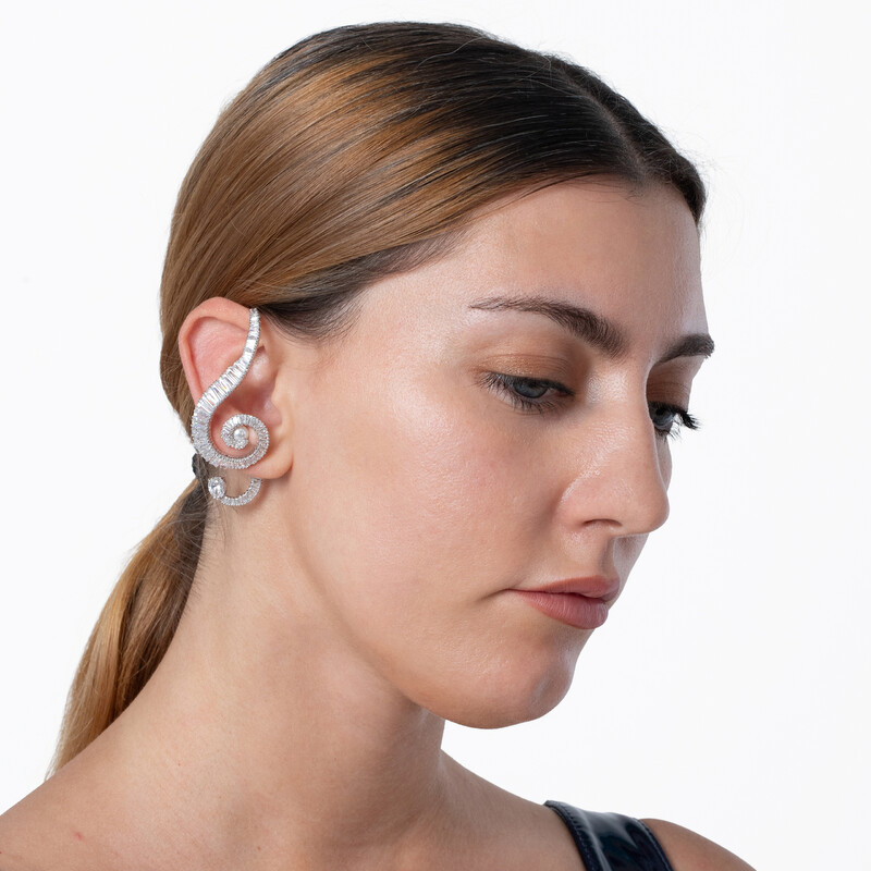 Swarovski x Ariana Grande Asymmetrical Baguette Cut Clip Earrings