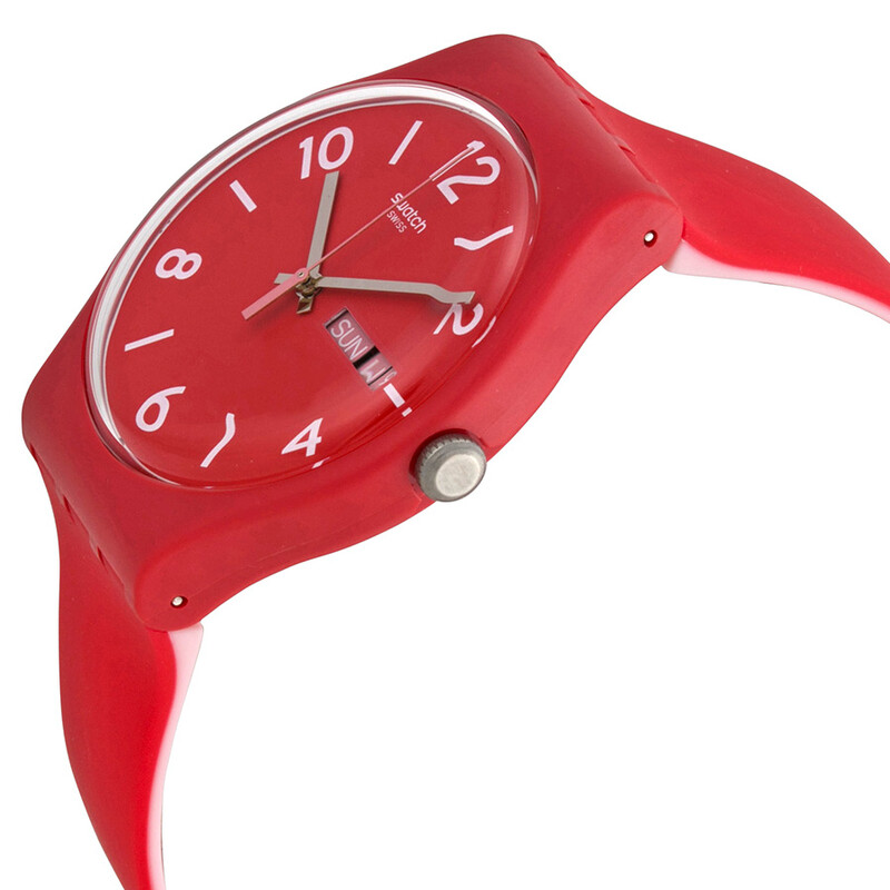 Swatch Backup Red Red Dial Red Silicone Rubber Men's Watch SUOR705