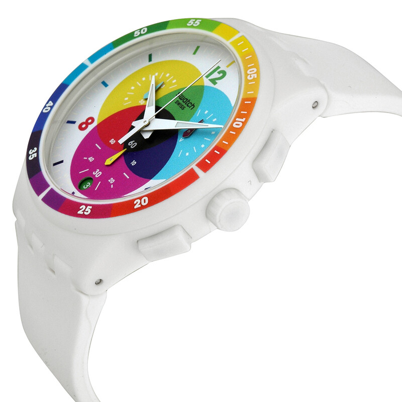 Swatch Chronograph White Dial White Silicone Rubber Unisex Watch ...
