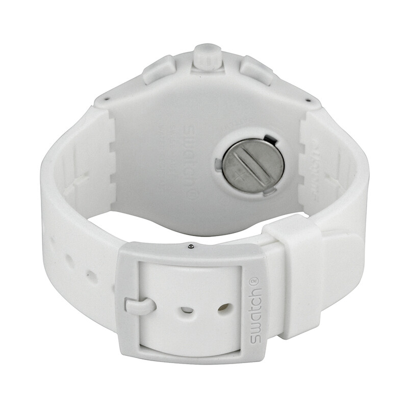 Swatch Chronograph White Dial White Silicone Rubber Unisex Watch ...