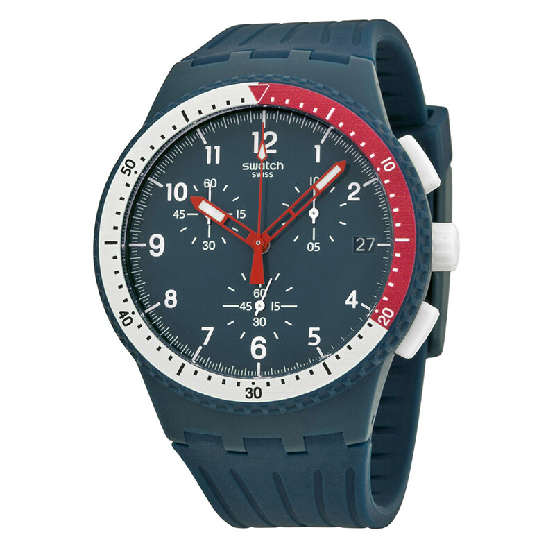 Swatch El Comandante Chronograph Blue Dial Blue Silicone Men's