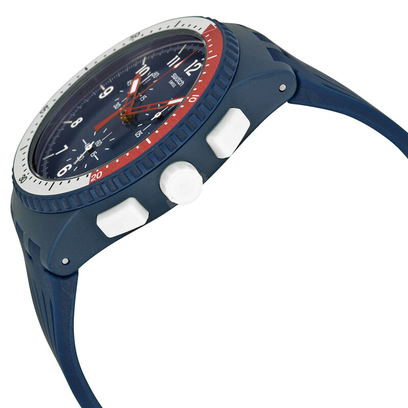 Swatch El Comandante Chronograph Blue Dial Blue Silicone Men