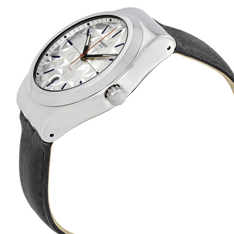Swatch Irony Stainless Steel Watch White Leather Strap Silver Dial Swiss Made Swatch watch Irony White Leather Swiss Model YNS107  main image 2