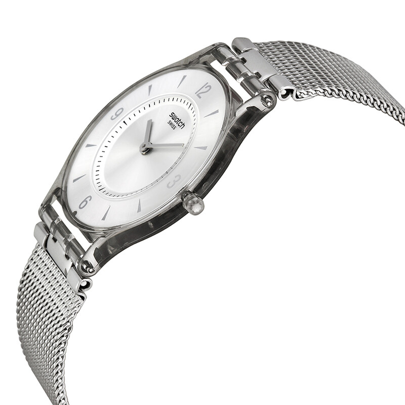 Swatch Metal Knit Grey Milanese Ladies Watch SFM118M 054362540520 