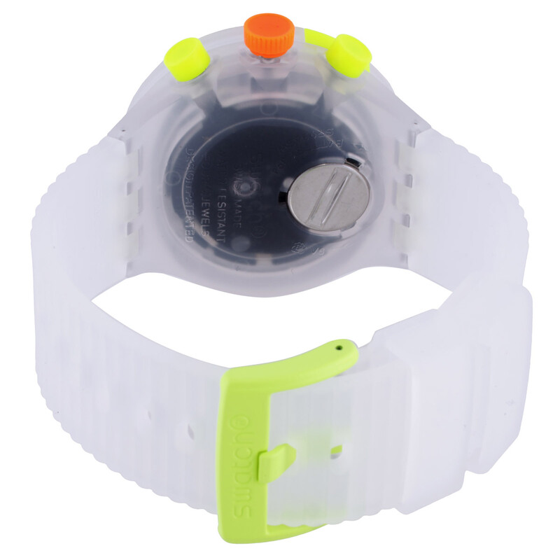 Swatch Neon Jelly Chronograph Quartz Silver Dial Watch SB02K100