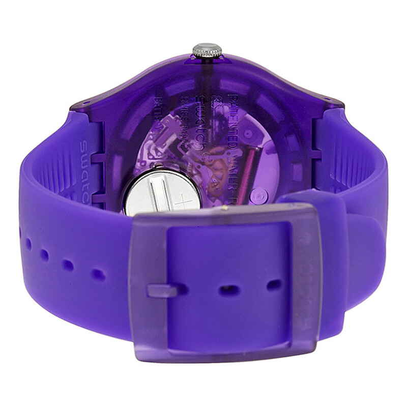Swatch Watch - SUOV100 - PURPLE LACQUERED New Limited Swiss Swatch Skel Gent Purple Lacquered Silicone  main image 3