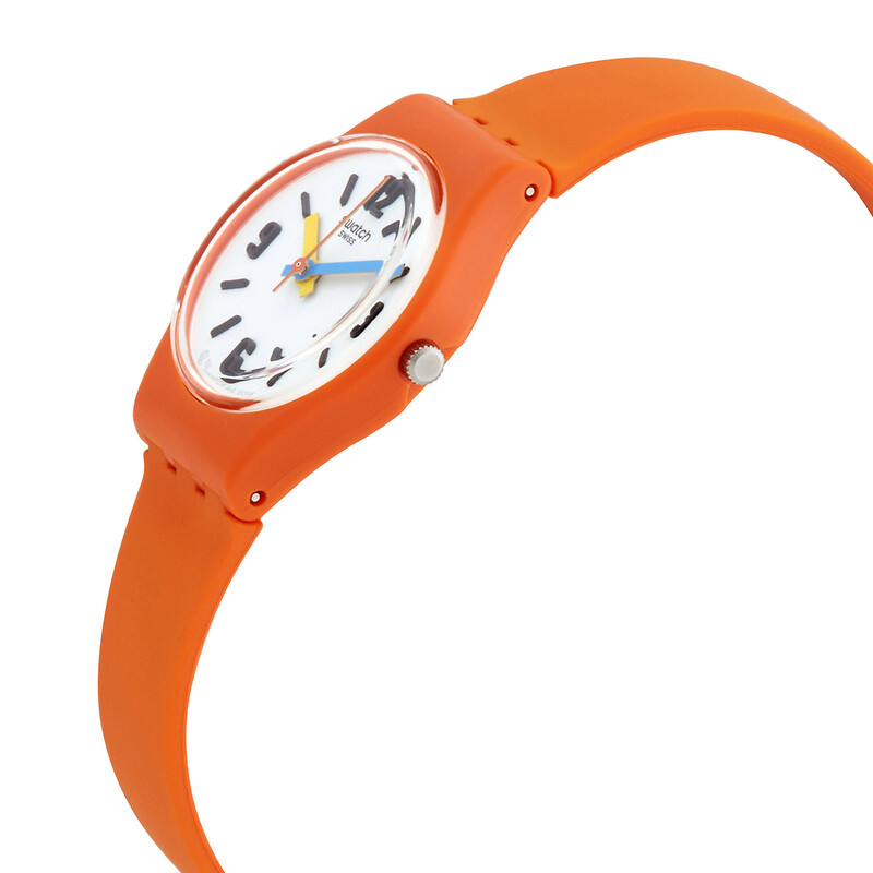 Swatch Sprang LO114 Standard Ladies 25mm Silicone sorange orange Swatch Sorange Quartz White Dial Ladies Watch LO114  main image 3