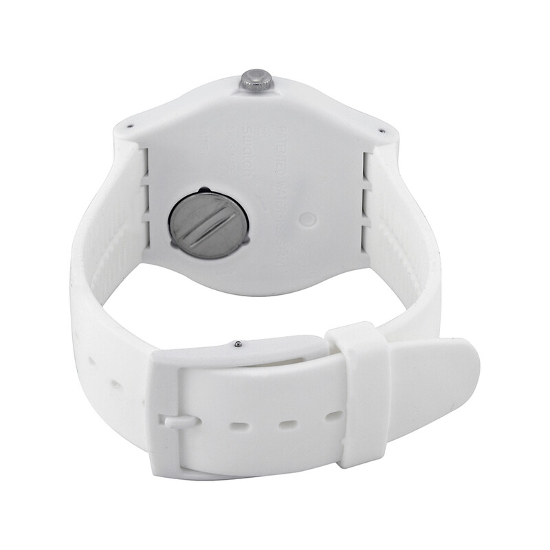 Swatch White Lacquered White Silicone Unisex Watch SUOW100 054362631303 ...