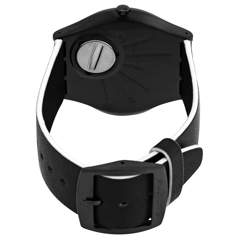 NWT Swatch White Side Quartz Black Skeleton Dial Men\'s Watch Swatch Essentials White Side Watch SS07B101 (Unboxing‬  main image 3