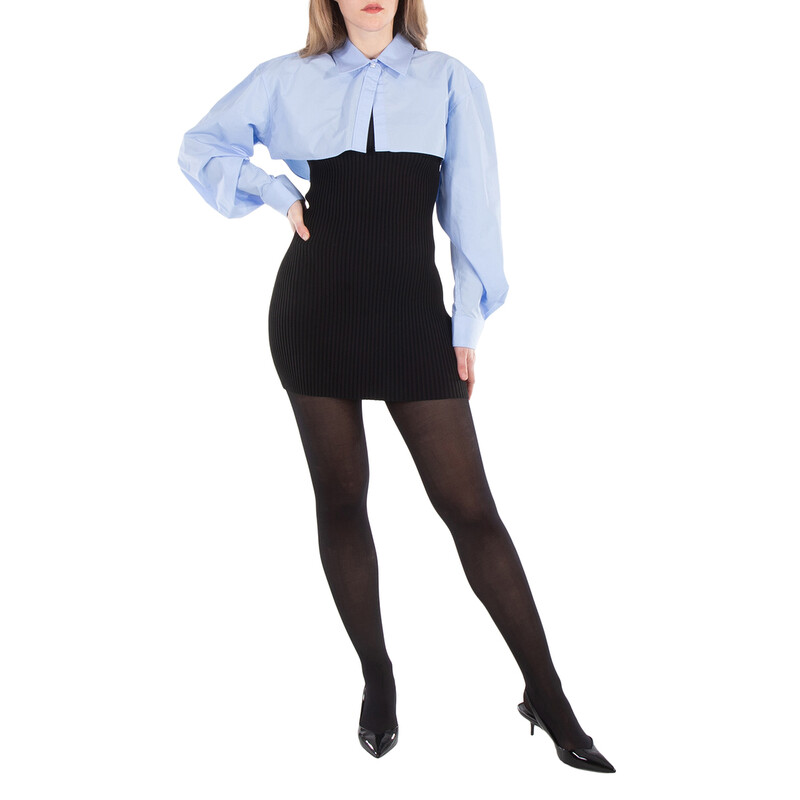 alexander wang blue shirt dress Alexander Wang Long Sleeve Prestyle Mini Shirt Dress – Balardi main image 1