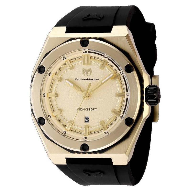 Technomarine Coral Quartz Gold Dial Men's Watch TM-416069