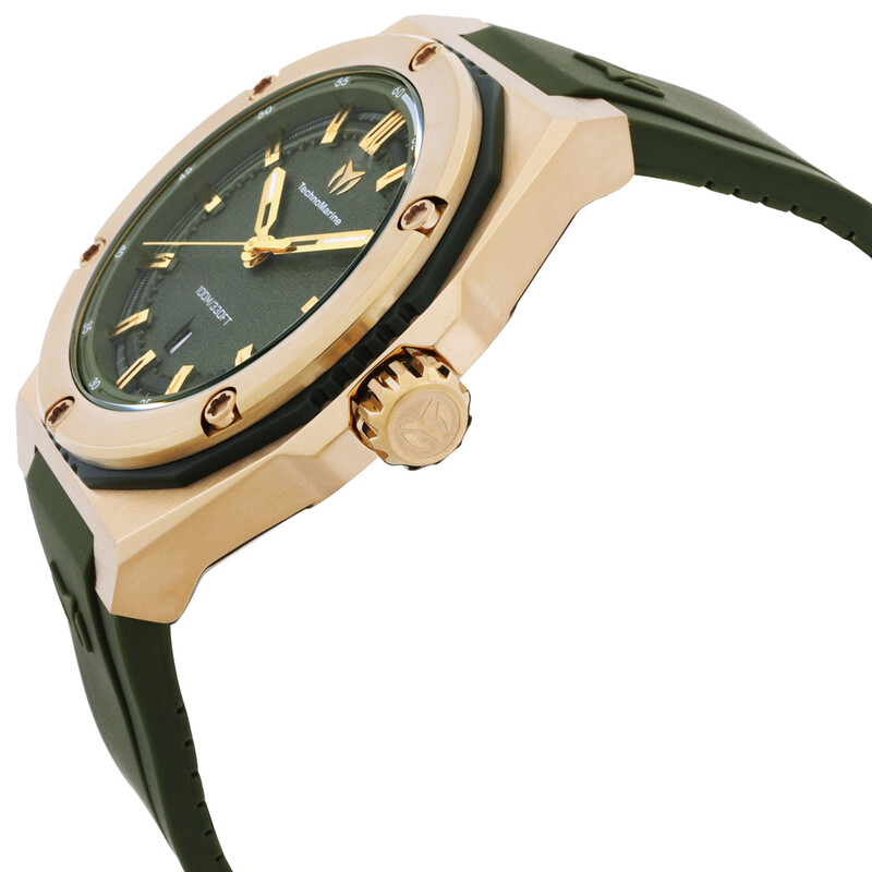 Technomarine Coral Quartz Olive Green Dial Men display picture 1