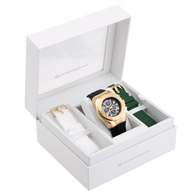 Technomarine White and Brown Strap Set with Gold Accent Technomarine | Accessories | Technomarine Gold And White  main image 2