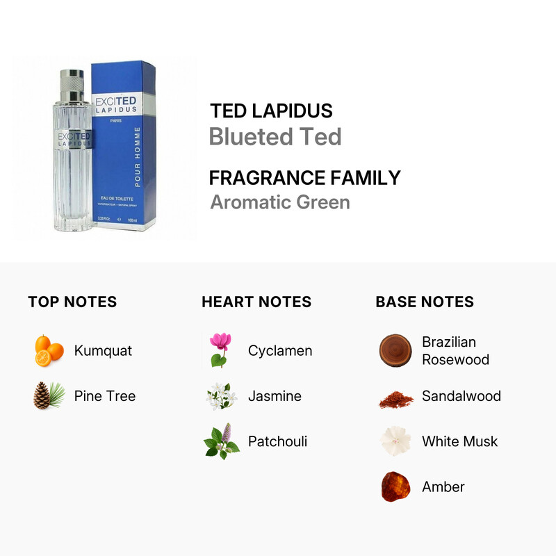 Ted Lapidus Men's Blueted Ted EDT 3.4 oz Fragrances 3355992003513