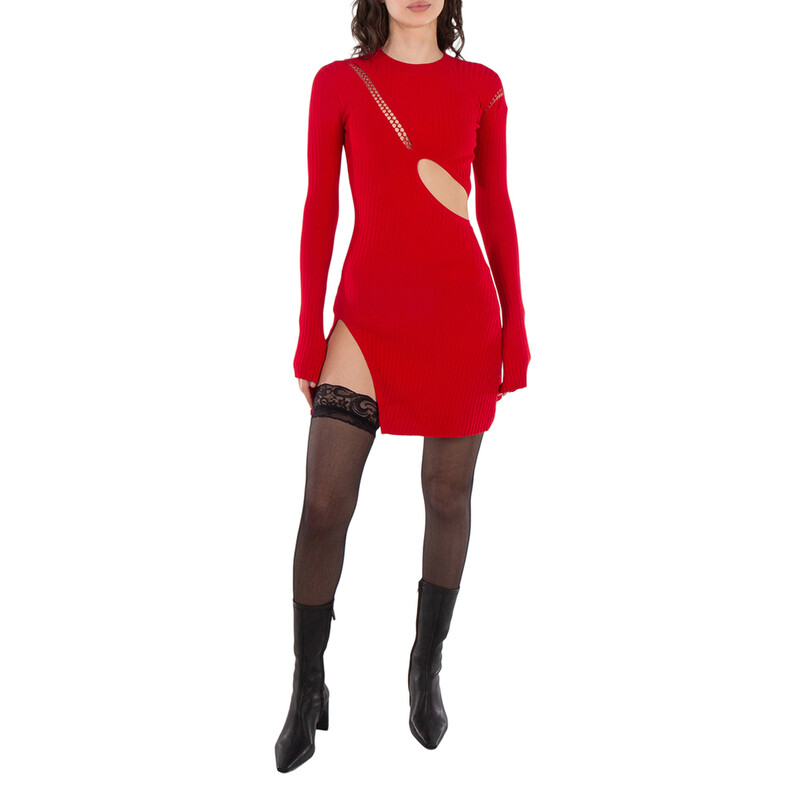 The Attico Long Sleeve Mini Dress - Red 40