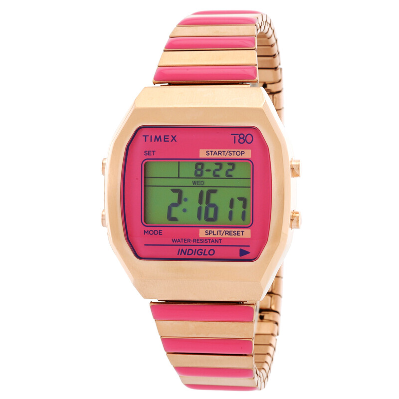 Timex 80 Quartz Digital Pink Dial Expansion Band Ladies Watch