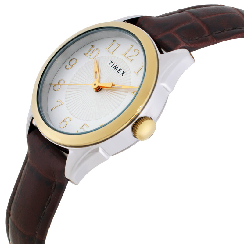 TIMEX クォーツ腕時計 シルバー/ブラウン Timex Briarwood Quartz Silver Dial Ladies Watch TW2U68100
