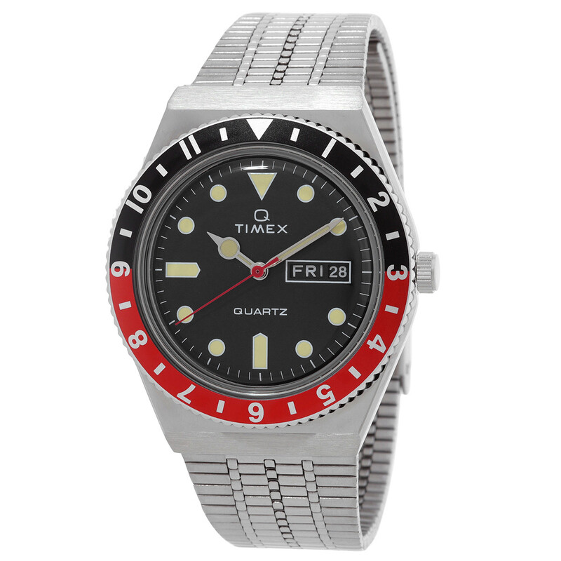 Timex Q Reissue Quartz Black Dial Coke Bezel Men's Watch TW2U61300