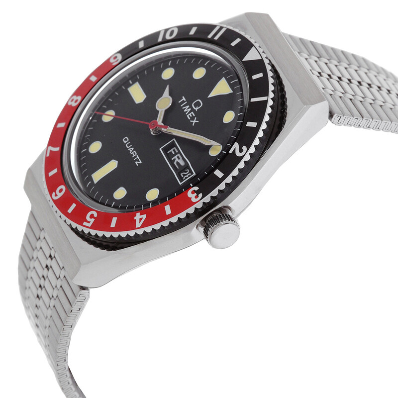 Timex Q Reissue Quartz Black Dial Coke Bezel Men's Watch TW2U61300
