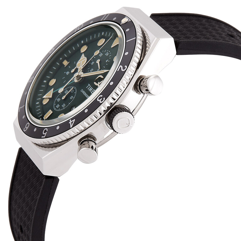 Timex Q Timex 3-Time Zone Chronograph Quartz Green Dial Men's