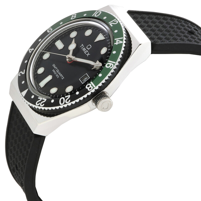 Timex Q Timex GMT Quartz Black Dial Sprite Bezel Men's Watch