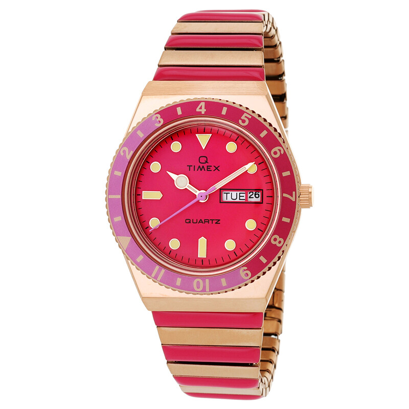 Timex Q Timex Quartz Pink Dial Expansion Band Ladies Watch
