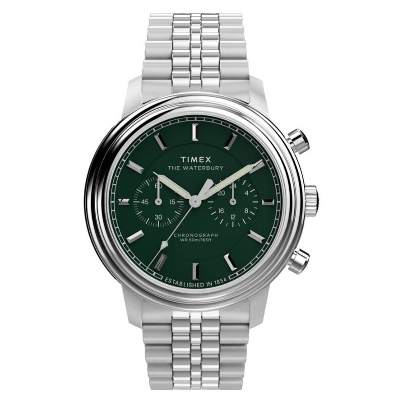 TIMEX ウォーターベリー グリーン 腕時計 Timex Waterbury Metropolitan Chronograph Quartz Green Dial Men's
