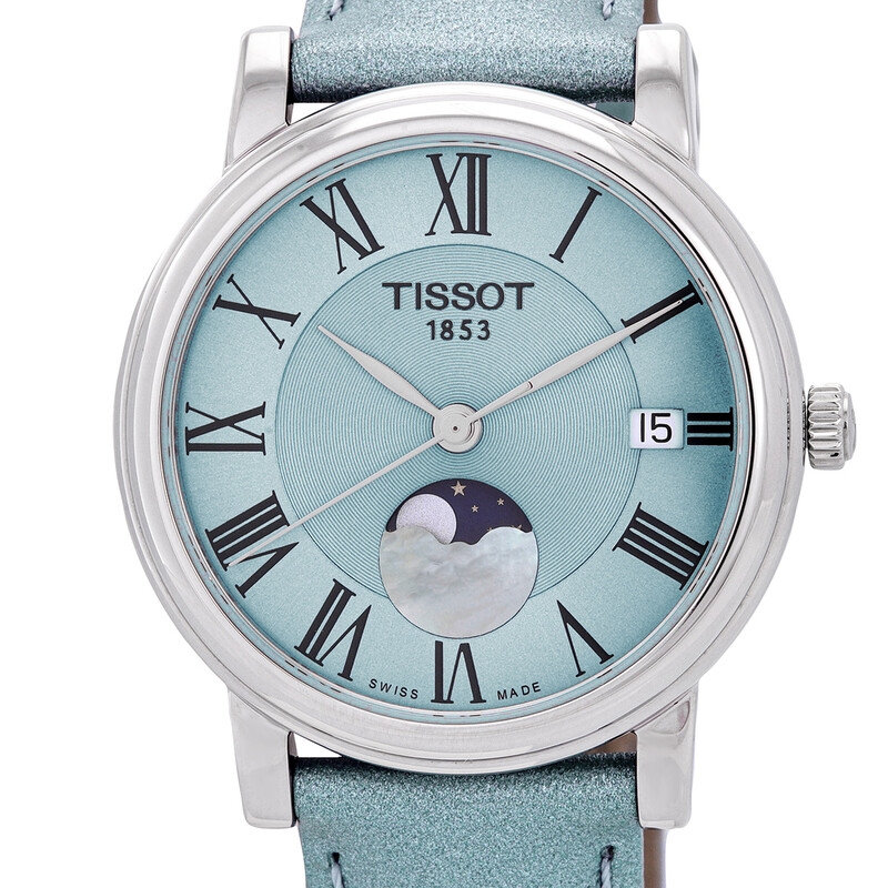 Tissot Carson Moon Phase Quartz Light Blue Dial Ladies Watch  display picture 3